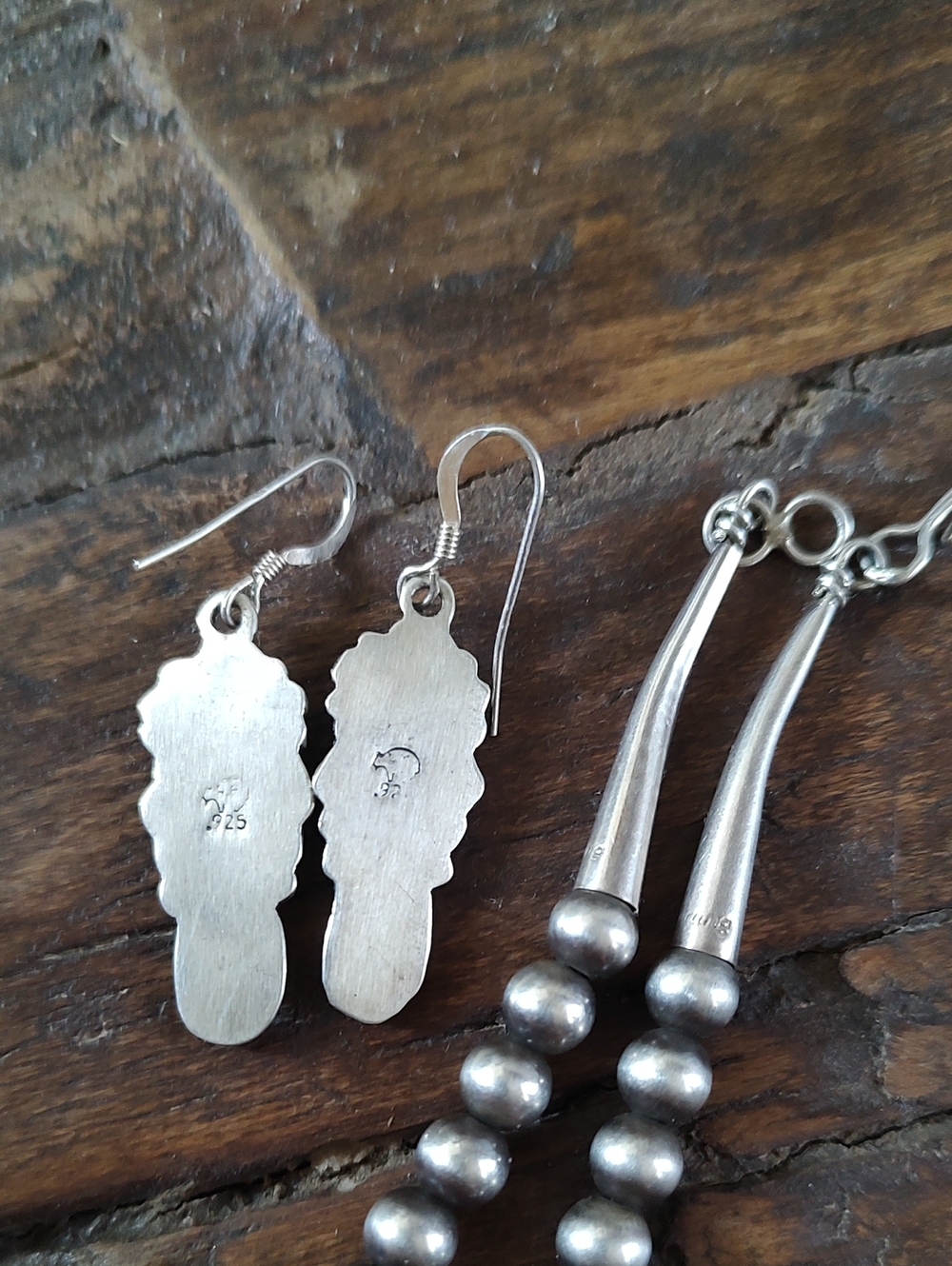Sterling Silver Navajo-Style Squash Blossom Necklace with Earrings - Silver - Picture 8 of 10